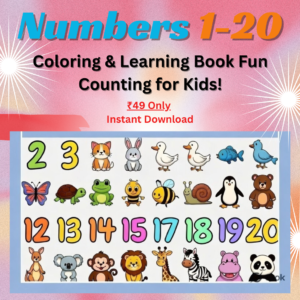 Numbers 1-20 coloring book cover for kids