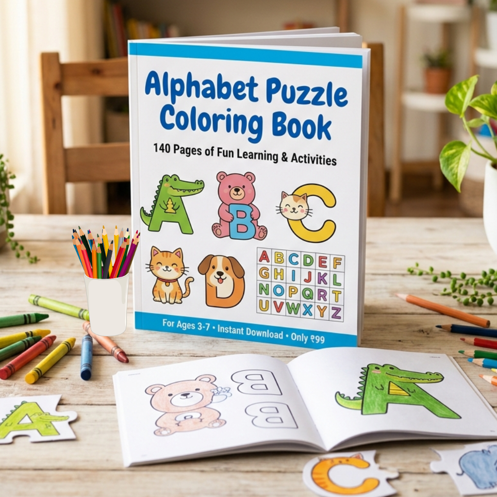 Alphabet Puzzle Coloring Book