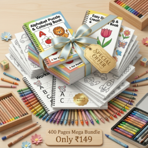 Kids ABC + Creative Mega Bundle – 400 Pages Coloring + Drawing + Handwriting | Only ₹149