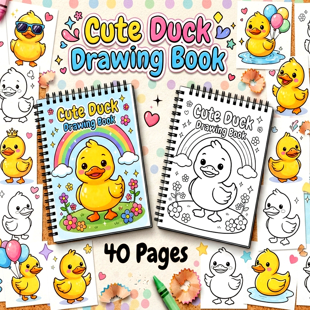 Cute Duck Drawing Page