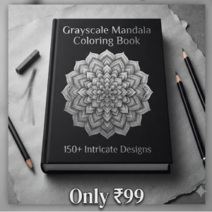 Grayscale Mandala Drawing Book