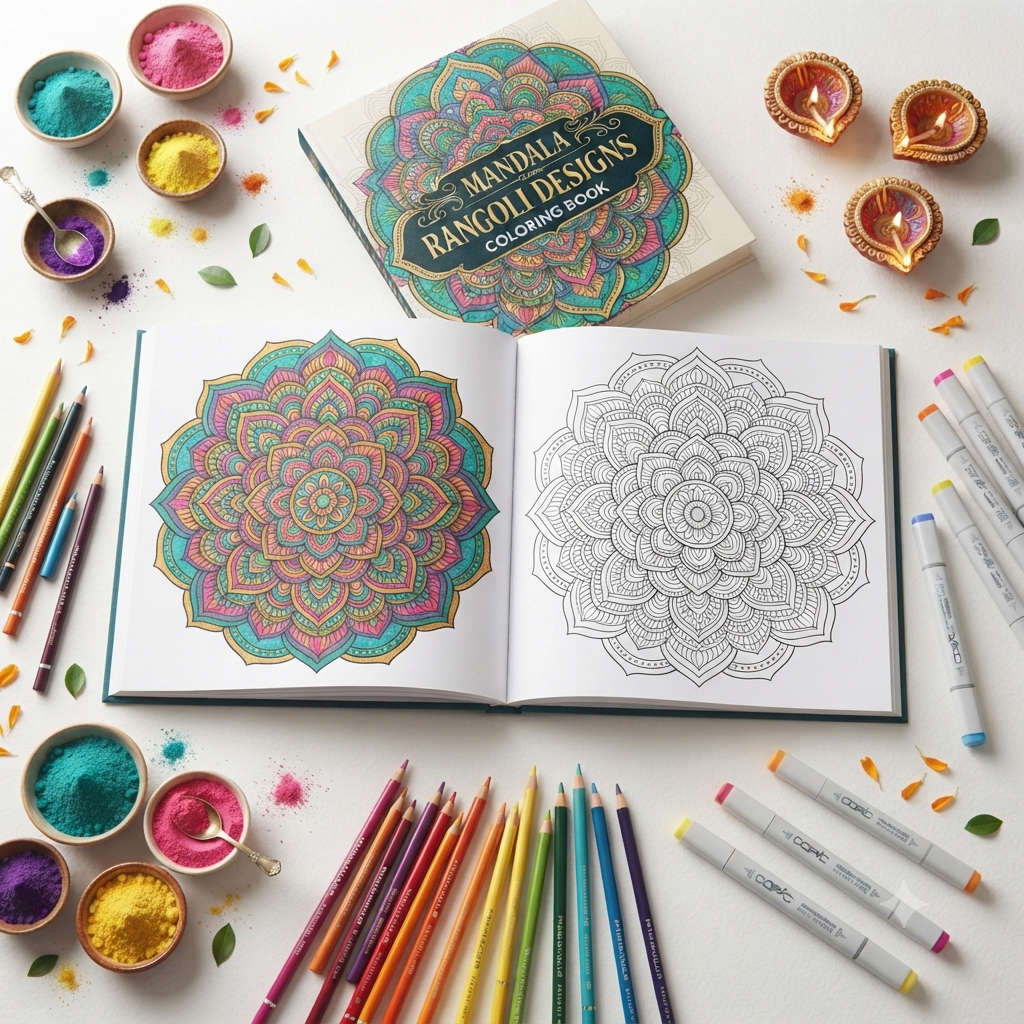 Mandala Rangoli Designs Coloring Book – Beautiful Traditional & Modern Patterns - Image 7