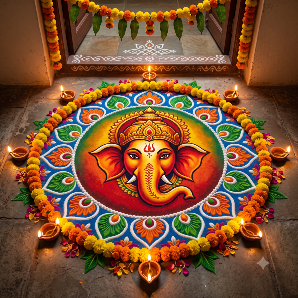 Lakshmi Ganesh Rangoli Designs